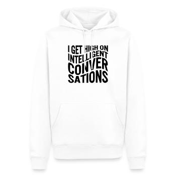 Je me défonce sur les conversations intelligentes - Sweat à capuche Premium bio Homme - blanc - Devant - Nico (187cm)