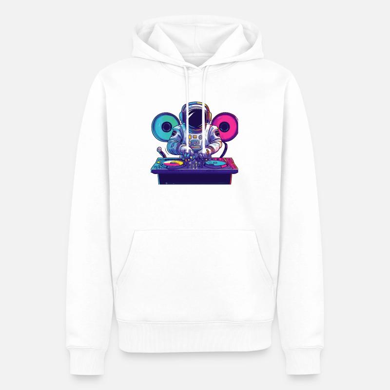 Idée cadeau Astronaut DJ - Sweat à capuche Premium bio Homme - blanc