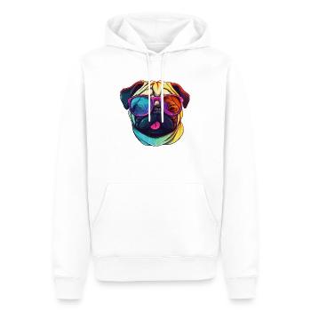 Mops Hund mit bunter Sonnenbrille - Männer Premium Bio Hoodie - Weiß - Vorne - Nico (187cm)
