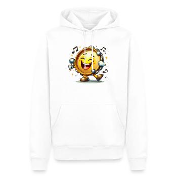 Éliminez le blues ! 🥁 T-shirt de personnage de tambour - Sweat à capuche Premium bio Homme - blanc - Devant - Nico (187cm)
