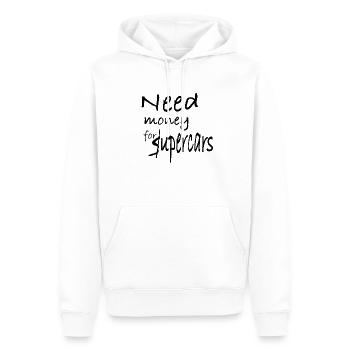 Brauche Geld für Upercars - Männer Premium Bio Hoodie - Weiß - Vorne - Nico (187cm)