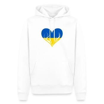 Cœur de l’Ukraine - Sweat à capuche Premium bio Homme - blanc - Devant - Nico (187cm)