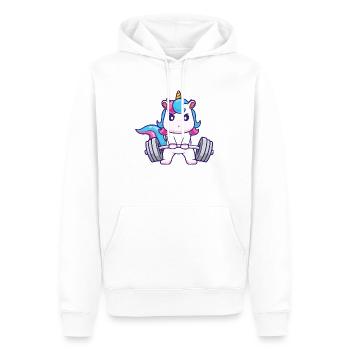 Unicorn Deadlifting - Magical Strength Workout - Men’s Premium Organic Hoodie - white - Front - Nico (187cm)