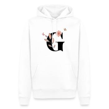 Lettre g fleurs sauvages aquarelles - Sweat à capuche Premium bio Homme - blanc - Devant - Nico (187cm)