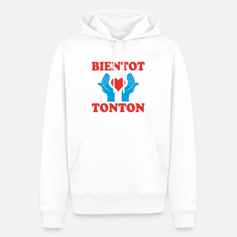 BIENTOT TONTON - Sweat à capuche Premium bio Homme - blanc
