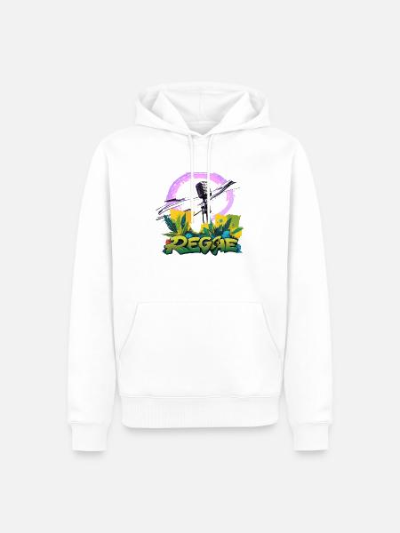 Reggae Mikrofon - Männer Premium Bio Hoodie - Weiß