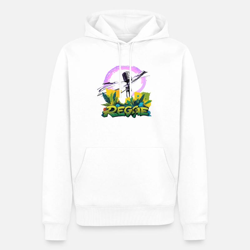 Reggae Mikrofon - Männer Premium Bio Hoodie - Weiß