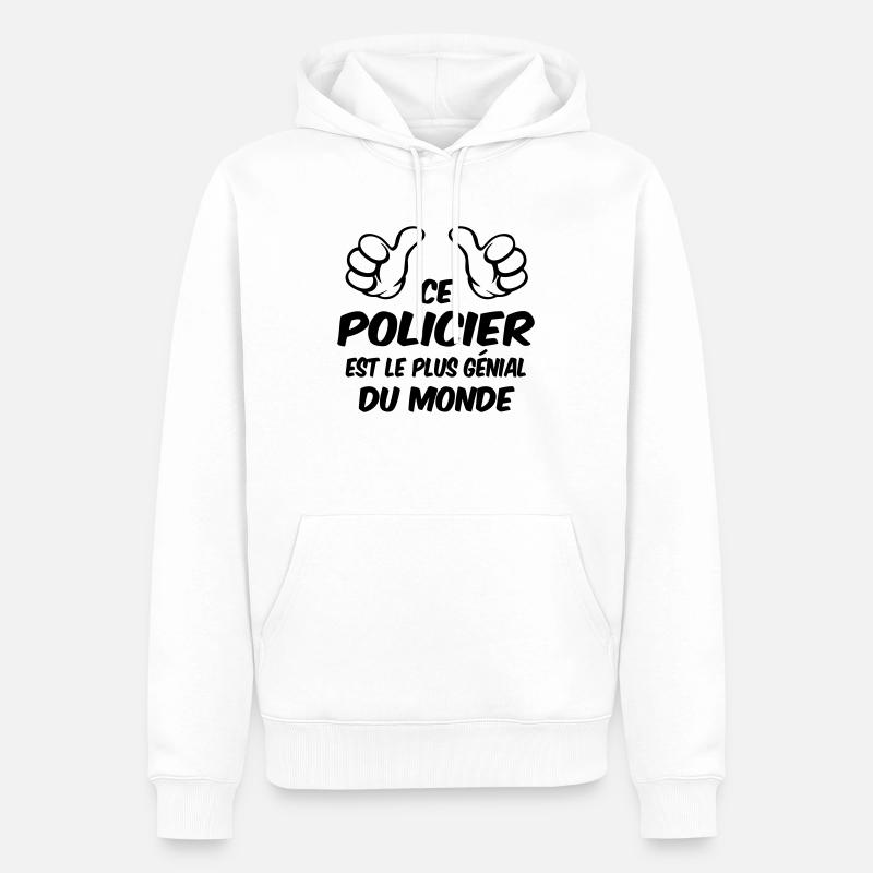 MEILLEUR POLICIER - Sweat à capuche Premium bio Homme - blanc