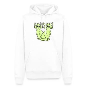 Zwei Katzen Paar 2 Romantisches verliebtes Pärchen - Männer Premium Bio Hoodie - Weiß - Vorne - Nico (187cm)