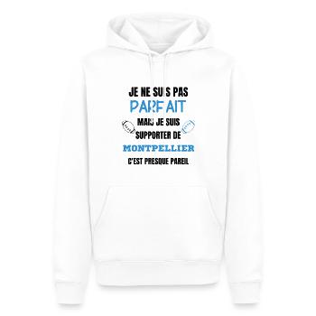 Supporter Parfait Montpellier Rugby - Sweat à capuche Premium bio Homme - blanc - Devant - Nico (187cm)