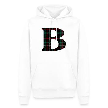Monogrammed b Scottish tartan - Men’s Premium Organic Hoodie - white - Front - Nico (187cm)