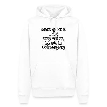 lustiges Spruch T-shirt – Dein Statement-Shirt - Männer Premium Bio Hoodie - Weiß - Vorne - Nico (187cm)