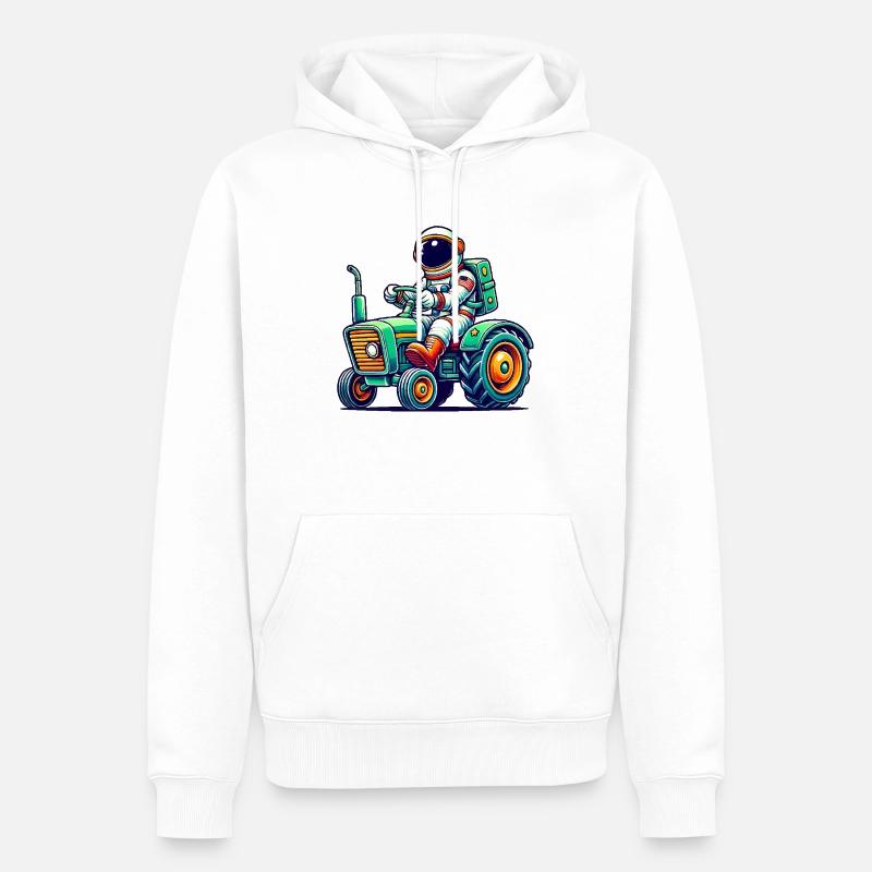 Tracteur astronaute - Sweat à capuche Premium bio Homme - blanc