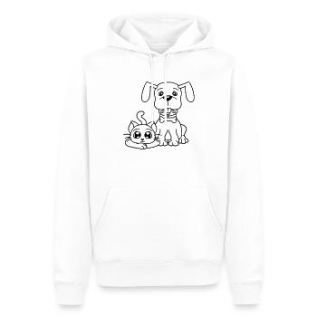 Chien Chat Deux Amis Équipe Chaton 2 Duo Équipage - Sweat à capuche Premium bio Homme - blanc - Devant - Nico (187cm)