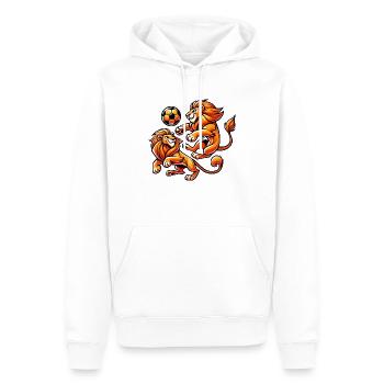 Les lions orange jouent au football - Sweat à capuche Premium bio Homme - blanc - Devant - Nico (187cm)