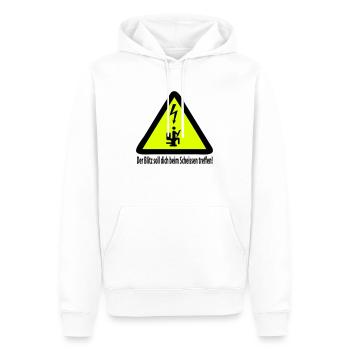 Der Blitz soll dich beim Scheissen treffen! - Männer Premium Bio Hoodie - Weiß - Vorne - Nico (187cm)