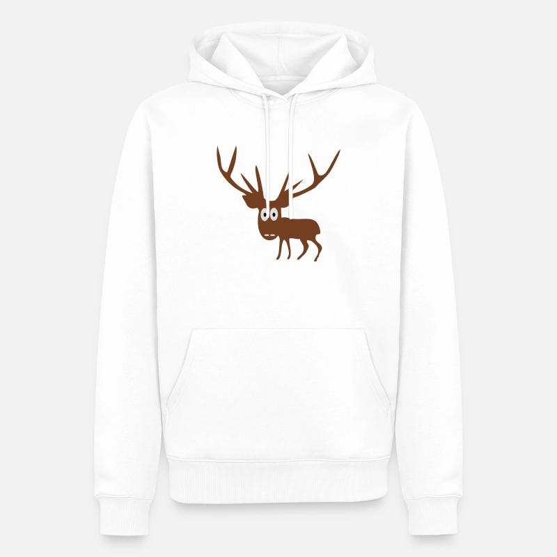 Hirsch - Männer Premium Bio Hoodie - Weiß