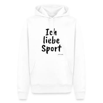 Ich liebe Sport White Lies Party - Männer Premium Bio Hoodie - Weiß - Vorne - Nico (187cm)