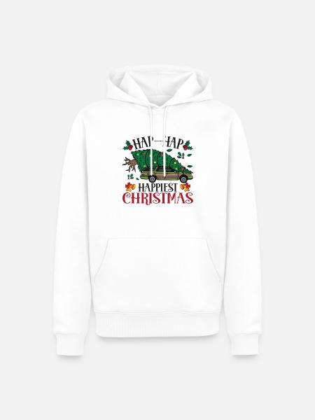Happiest Christmas Tree Carrying Truck - Männer Premium Bio Hoodie - Weiß
