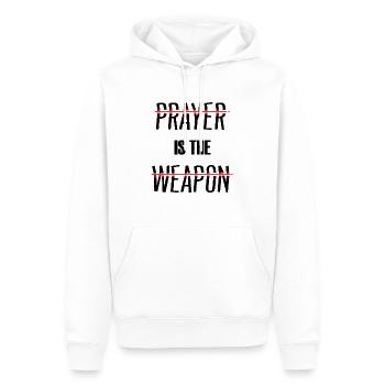 Prayer Is The Weapon - Männer Premium Bio Hoodie - Weiß - Vorne - Nico (187cm)