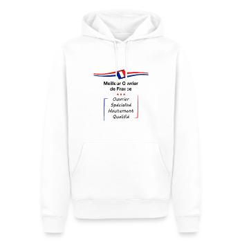 Meilleur Ouvrier de France MOF - Sweat à capuche Premium bio Homme - blanc - Devant - Nico (187cm)
