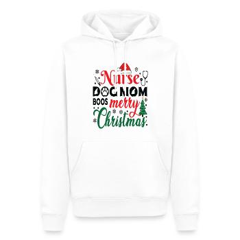 Infirmière Chien Maman Joyeux Noël Drôle d’infirmière - Sweat à capuche Premium bio Homme - blanc - Devant - Nico (187cm)