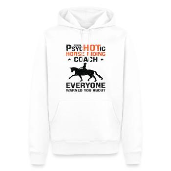 Équitation Entraîneur équestre Drôle de psychotique - Sweat à capuche Premium bio Homme - blanc - Devant - Nico (187cm)