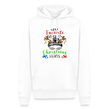 Ma couleur préférée est le chignon désordonné des lumières de Noël - Sweat à capuche Premium bio Homme - blanc - Devant - Nico (187cm)