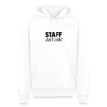 Staff Just Ask! - Männer Premium Bio Hoodie - Weiß - Vorne - Nico (187cm)