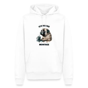 Ich hasse Montage! Mops Hund - Männer Premium Bio Hoodie - Weiß - Vorne - Nico (187cm)