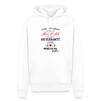 pas parfaite aide-soignante;cadeau aide soignante - Sweat à capuche Premium bio Homme - blanc - Devant - Nico (187cm)