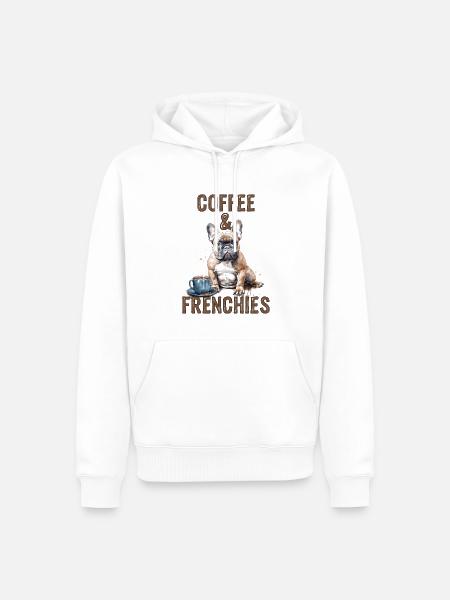 Coffee & Frenchies - Men’s Premium Organic Hoodie - white