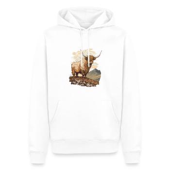 Vache des Highlands - Sweat à capuche Premium bio Homme - blanc - Devant - Nico (187cm)