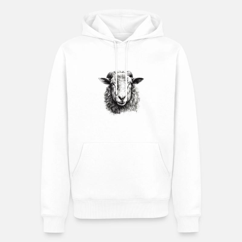 Portrait de mouton - Sweat à capuche Premium bio Homme - blanc