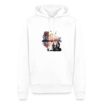 Fête des pères randonnée, camping et pêche - Sweat à capuche Premium bio Homme - blanc - Devant - Nico (187cm)