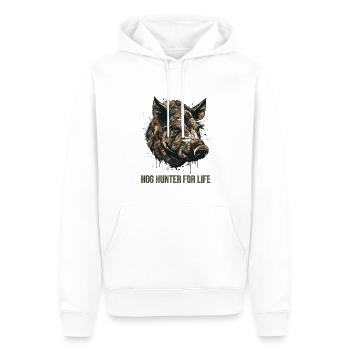 Chasseur de porcs pour la chasse au sanglier - Sweat à capuche Premium bio Homme - blanc - Devant - Nico (187cm)