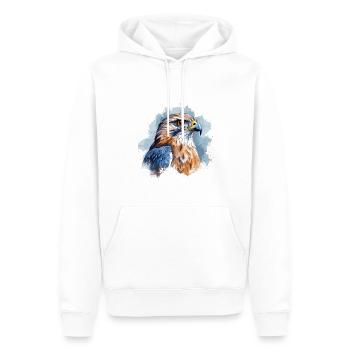 Falke Aquarell Porträt - Männer Premium Bio Hoodie - Weiß - Vorne - Nico (187cm)