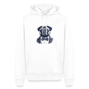 Mops Im Anzug - Männer Premium Bio Hoodie - Weiß - Vorne - Nico (187cm)