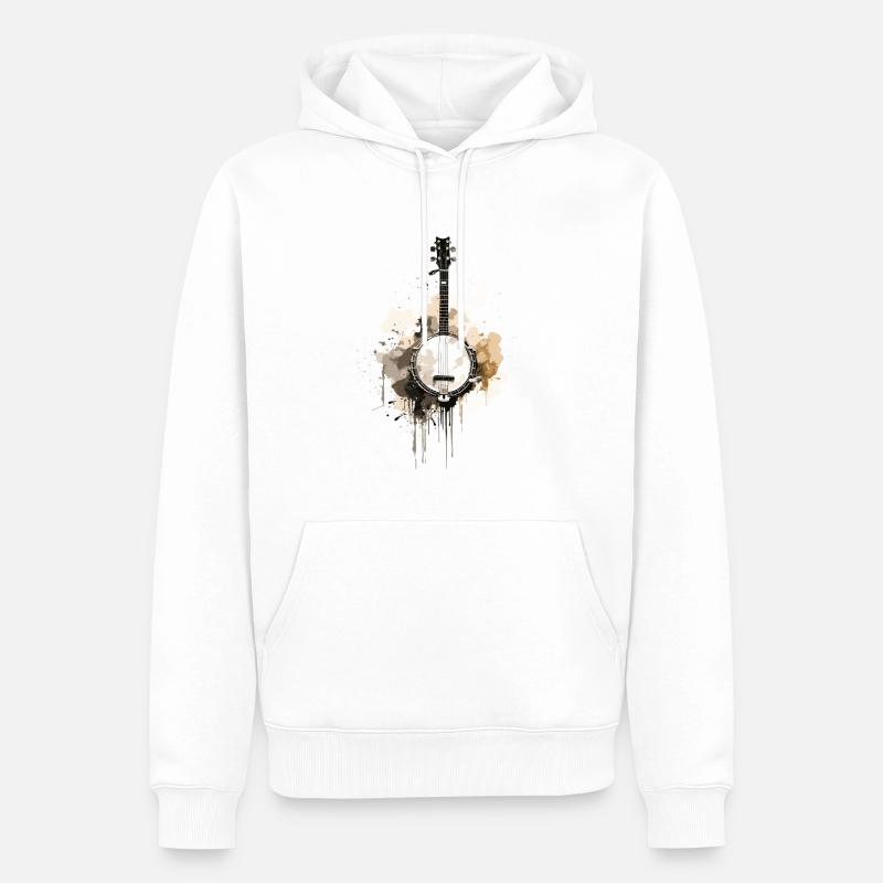 Banjo Authentisches Bluegrass & - Männer Premium Bio Hoodie - Weiß