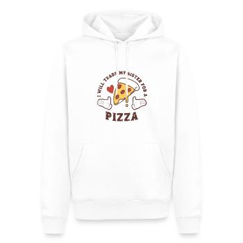 Échange de pizzas - Sweat à capuche Premium bio Homme - blanc - Devant - Nico (187cm)