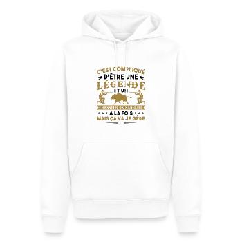 Compliqué D Etre Une Légende - Sweat à capuche Premium bio Homme - blanc - Devant - Nico (187cm)