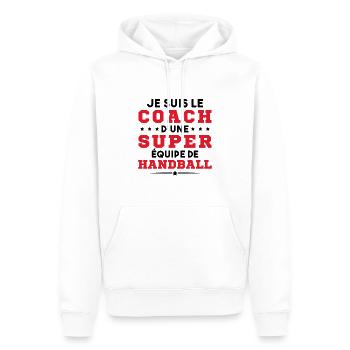Je Suis Le Coach D'une Super Équipe De Handball - Sweat à capuche Premium bio Homme - blanc - Devant - Nico (187cm)