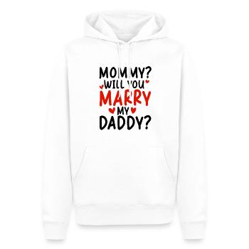 Maman, veux-tu être joyeux mon papa - Sweat à capuche Premium bio Homme - blanc - Devant - Nico (187cm)