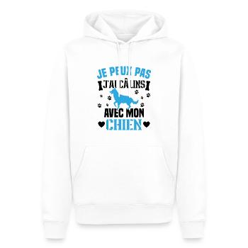 Ich kann nicht mit meinem Hund kuscheln - Männer Premium Bio Hoodie - Weiß - Vorne - Nico (187cm)