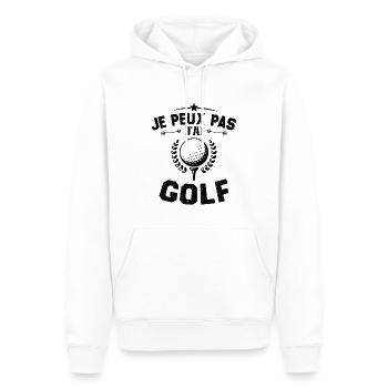 Ich kann nicht Golf spielen - Männer Premium Bio Hoodie - Weiß - Vorne - Nico (187cm)