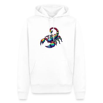 Skorpion-Sternzeichen-Design in leuchtenden Regenbogentönen - Männer Premium Bio Hoodie - Weiß - Vorne - Nico (187cm)