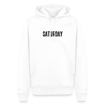Samedi en semaine - Sweat à capuche Premium bio Homme - blanc - Devant - Nico (187cm)