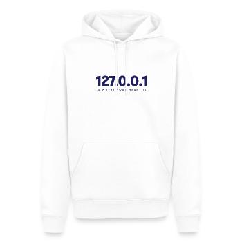 La page d’accueil est 127.0.0.1 – Coding Spirit - Sweat à capuche Premium bio Homme - blanc - Devant - Nico (187cm)