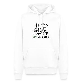 Cycling, work-life-balance – a ride to success - Men’s Premium Organic Hoodie - white - Front - Nico (187cm)