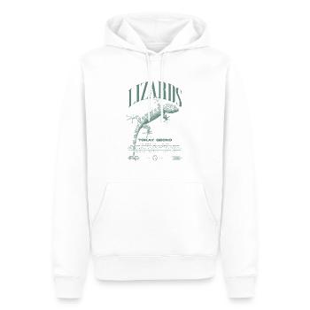 Tokajer Gecko Streetwear Eidechse Hüter - Männer Premium Bio Hoodie - Weiß - Vorne - Nico (187cm)
